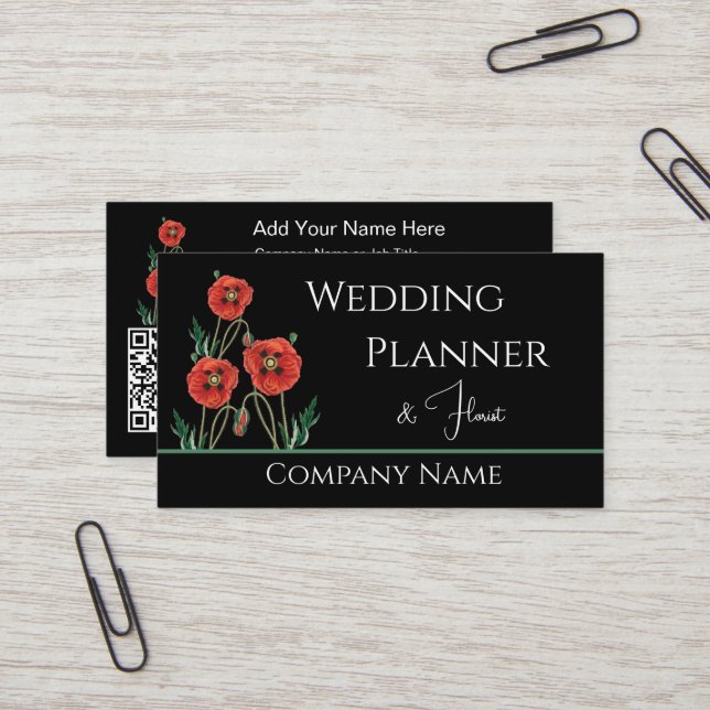 Poppy wedding Planner Florist Business Card (Front/Back In Situ)