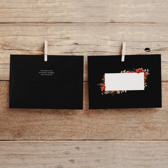 Poppy Wildflower Floral Dark Wedding Envelope (Creator Uploaded)
