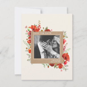 Poppy Wildflowers Cardstock Wedding Photo Save The Date