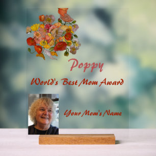 Poppy World's Best Mum Award Acrylic Sign