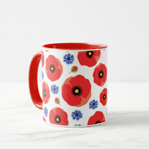 Poppys And Cornflowers Pattern Mug