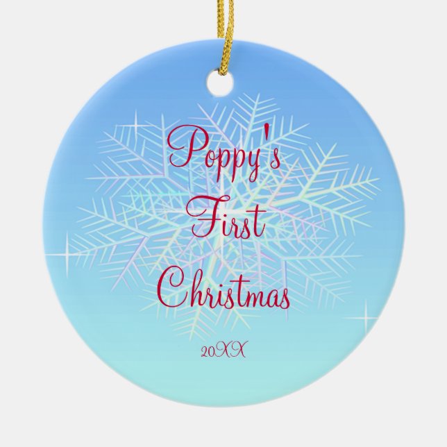 Poppy's First  Christmas Snowflake Ornament (Front)