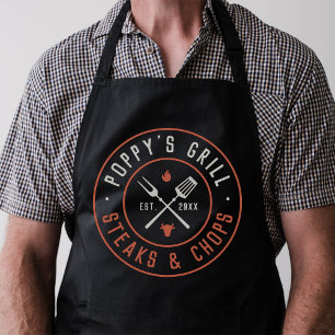 Poppy's Grill Personalised Year Established Apron