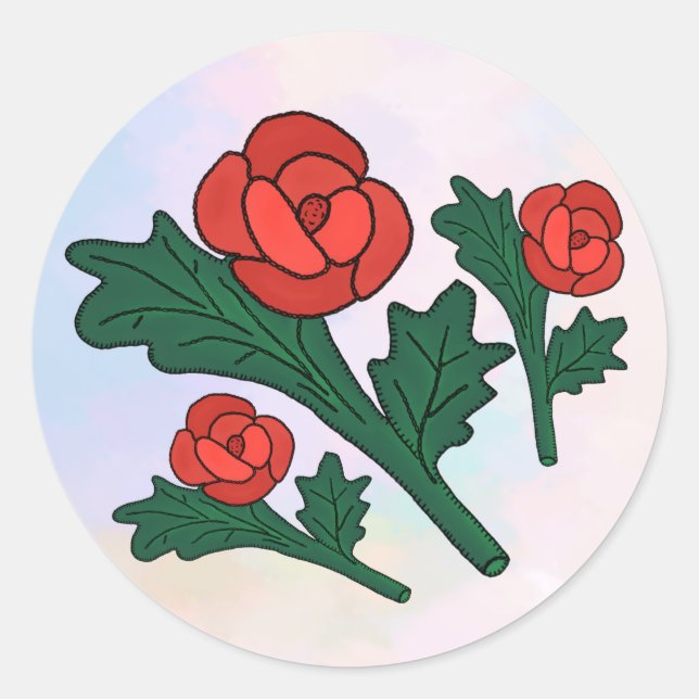 poprose classic round sticker (Front)