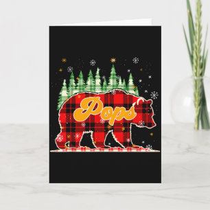 Pops Bear Christmas Red Black Plaid Family Matchin Card