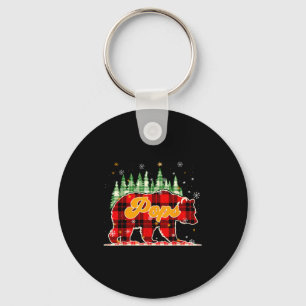 Pops Bear Christmas Red Black Plaid Family Matchin Key Ring