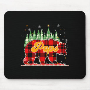Pops Bear Christmas Red Black Plaid Family Matchin Mouse Pad