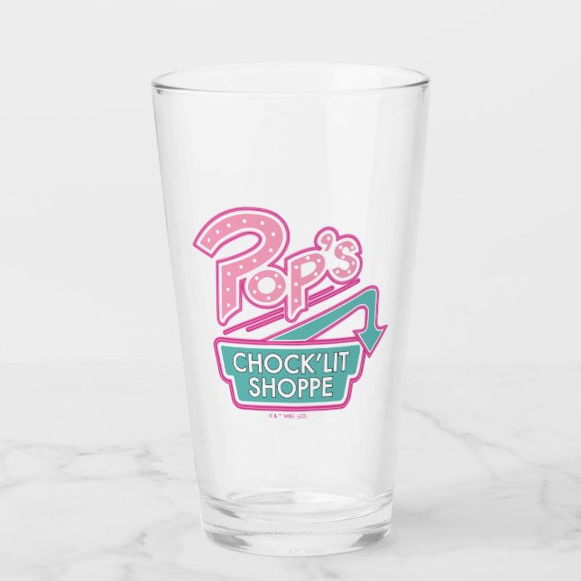 Pop's Chock'Lit Shoppe Pink Logo Glass (Front)