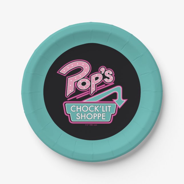Pop's Chock'Lit Shoppe Pink Logo Paper Plate (Front)