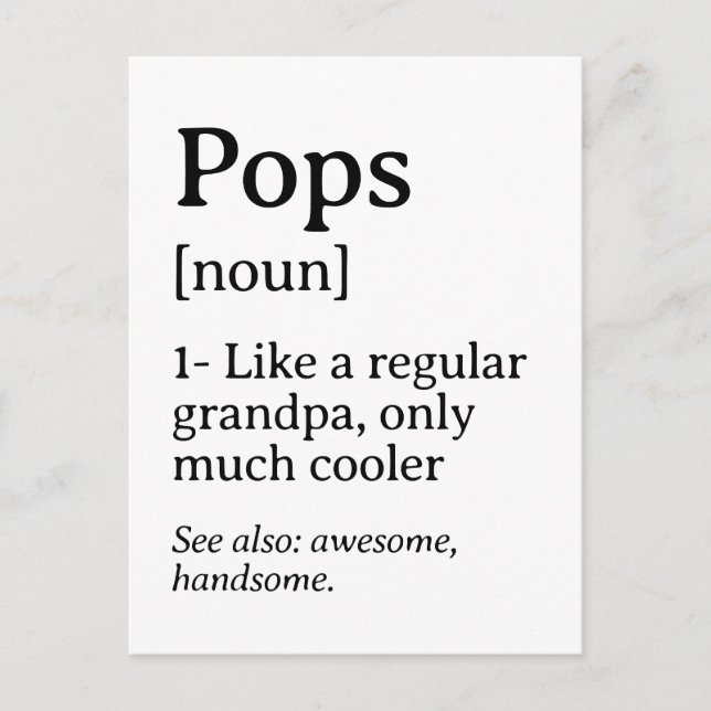 Pops Definition Funny Quote Design Postcard (Front)