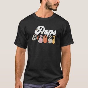 Pops Est 2023 Retro Groovy  New Pops T-Shirt