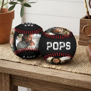 Pops Est Year 3 Photo Keepsake Varsity Style Baseball