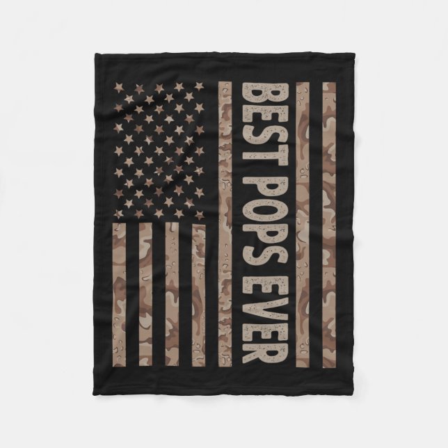 Pops Ever Us American Flag Funny Grandpa Father39s Fleece Blanket (Front)