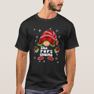 Pops Gnome Buffalo Plaid Matching Family Christmas T-Shirt