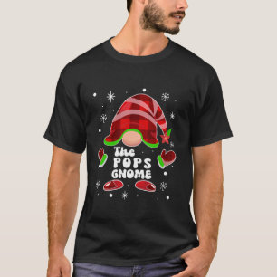 Pops Gnome Buffalo Plaid Matching Family Christmas T-Shirt