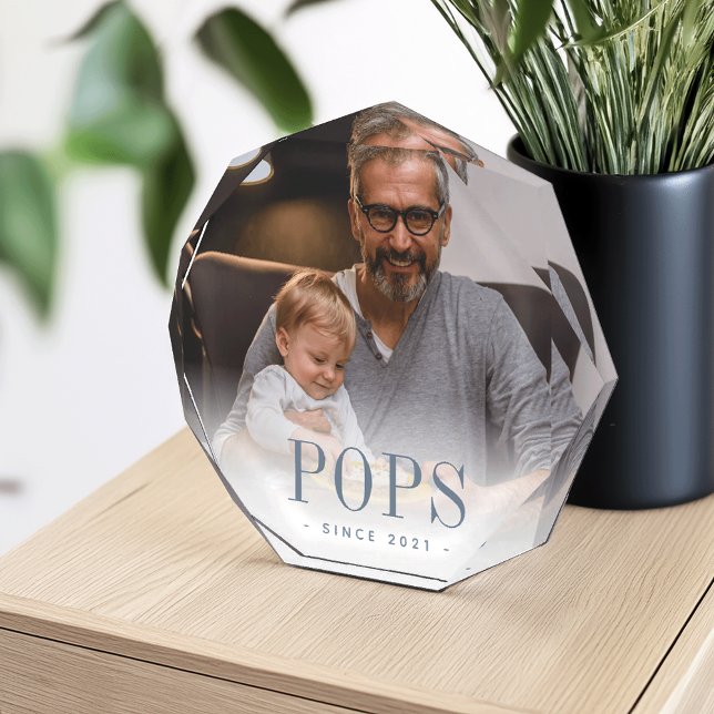 Pops Grandpa Year Established Photo Block (Creator Uploaded)