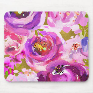 Pops of Pink & Purple Vibrant Floral  Mouse Pad