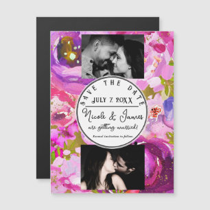 Pops of Pink & Purple Vibrant Floral Save the Date