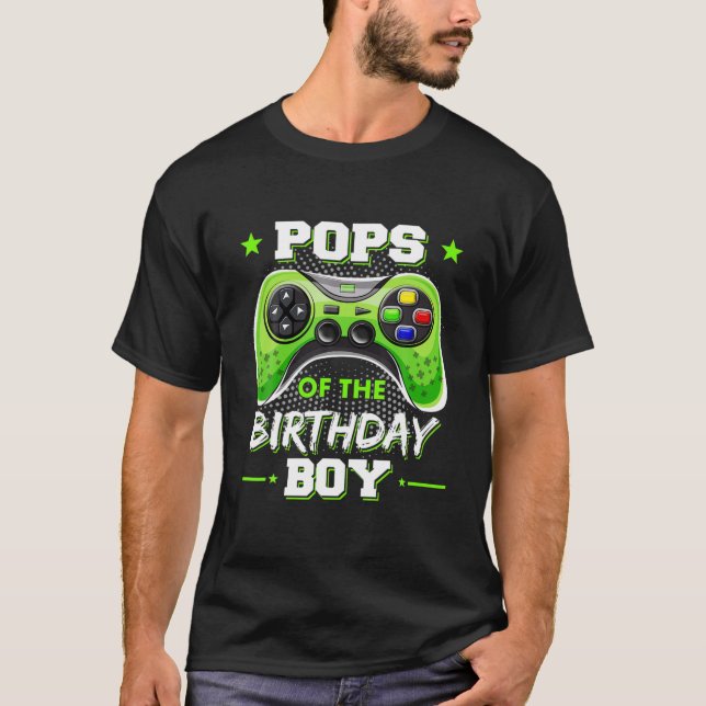 Pops Of The Birthday Boy Decorations Video Gamer T T-Shirt (Front)