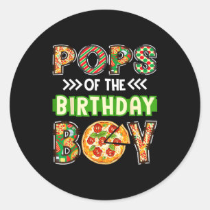 Pops of the boy birthday boy pizza lover party classic round sticker