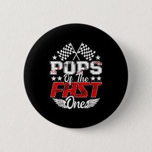 Pops Of The Fast One First Birthday Racing Car Fam 6 Cm Round Badge