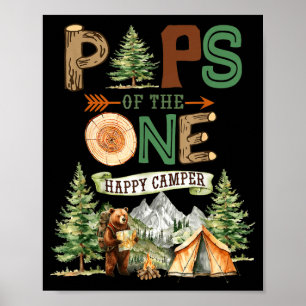 Pops of the one happy camper 1st birthday camping poster