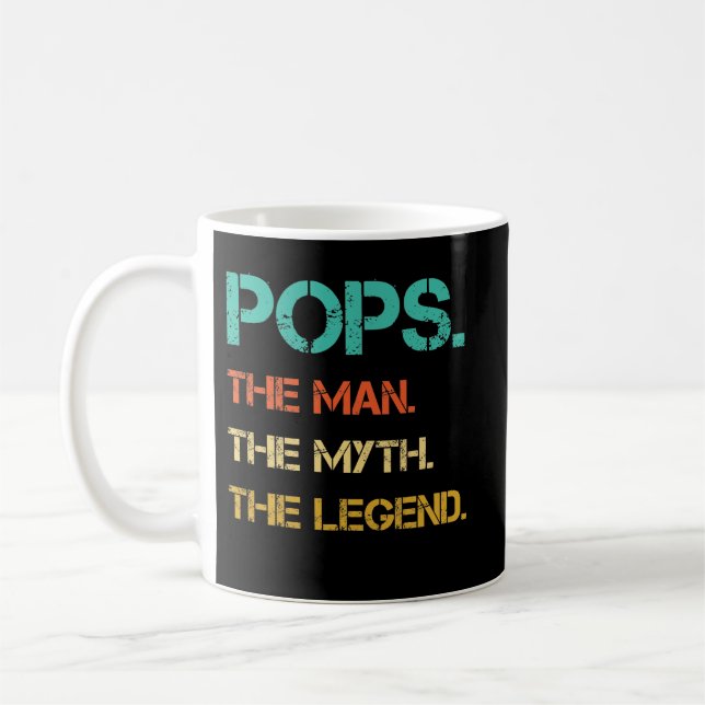 Pops The Man The Myth The Legend Father's Day Coffee Mug (Left)