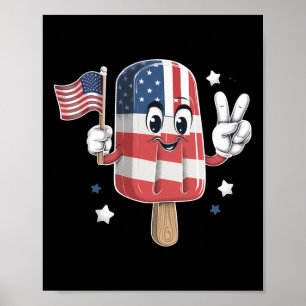 Popsicle 4th Of July Boys Kids Usa American Flag P Poster