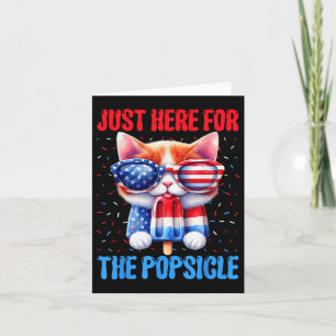 Popsicle 4th Of July Cat Usa American Flag Patriot Card