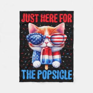 Popsicle 4th Of July Cat Usa American Flag Patriot Fleece Blanket