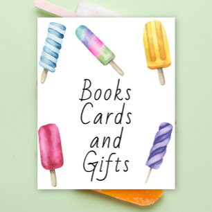 Popsicle baby shower - books, cards and gifts poster