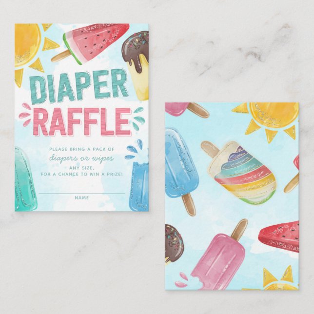 Popsicle Baby Shower Diaper and Wipes Raffle Enclosure Card (Front/Back)