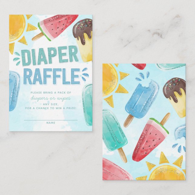 Popsicle Baby Shower Diaper Raffle Enclosure Card (Front/Back)