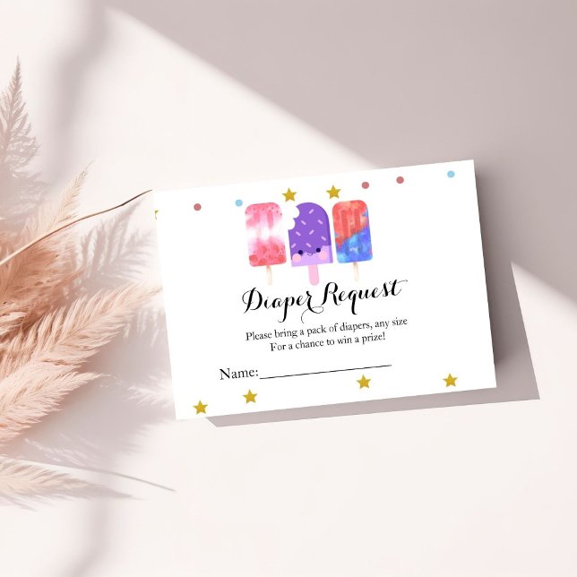 Popsicle baby shower game diaper raffle request enclosure card (Creator Uploaded)