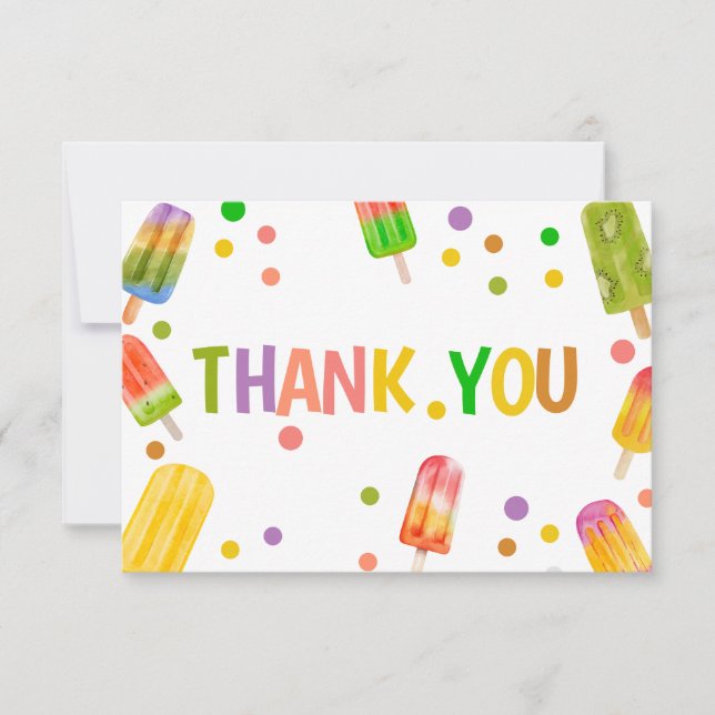 Popsicle baby shower Ice Cream summer party Thank You Card (Front)