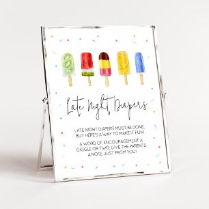 Popsicle Baby Shower Late Night Diapers Poster