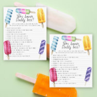 Popsicle baby shower Who knows daddy best game