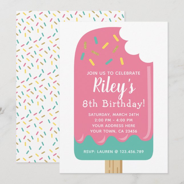 Popsicle Birthday Invitation (Front/Back)