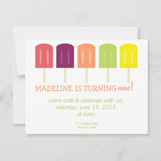 Popsicle Birthday Invitation (Front)
