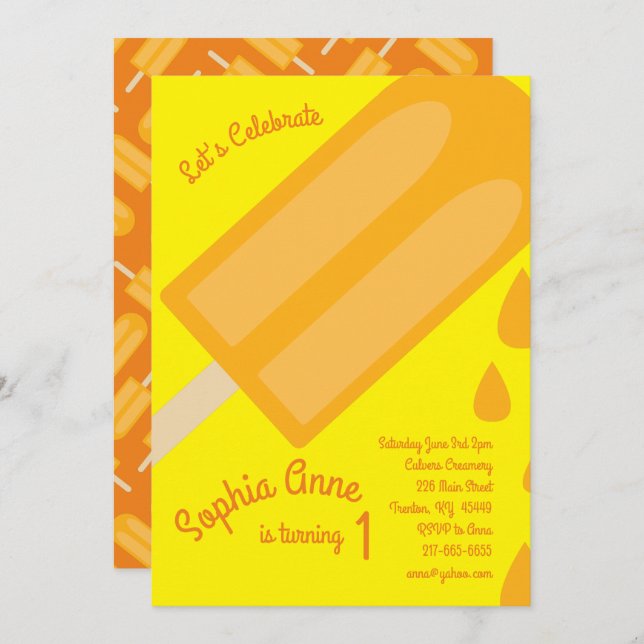 Popsicle Birthday Party Invitation (Front/Back)