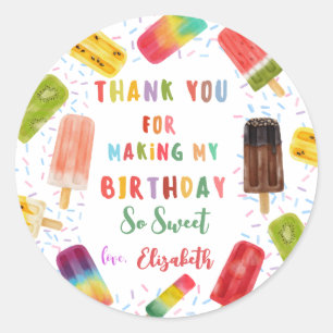 Popsicle Birthday Party Party Favour Classic Round Sticker