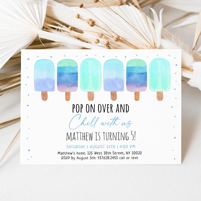 Popsicle Blue Boy Chill With Us Birthday Invitation (Creator Uploaded)