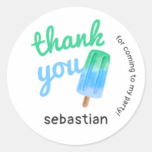 Popsicle Boy Thank You Birthday Classic Round Sticker