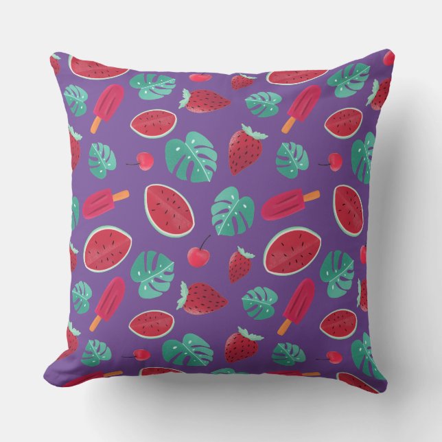 Popsicle, Cherry, Strawberry & Watermelon Cushion (Front)