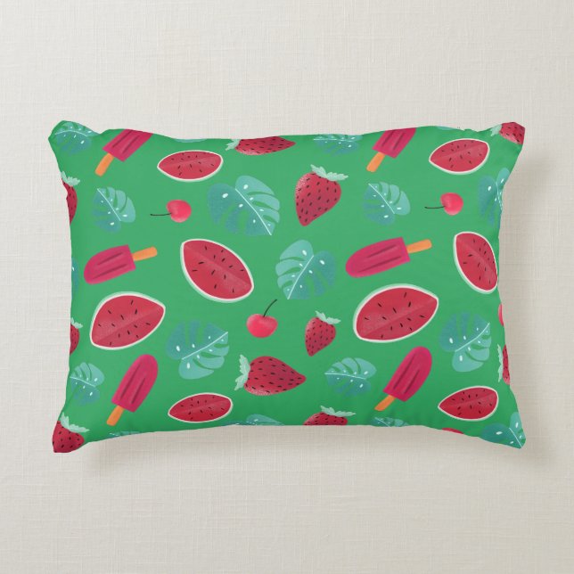 Popsicle, Cherry, Strawberry & Watermelon Decorative Cushion (Front)