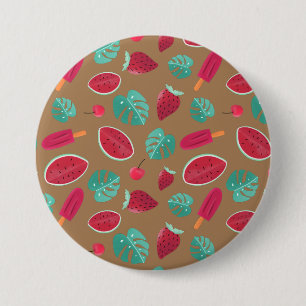Popsicle, Cherry, Strawberry & Watermelon Leaves 7.5 Cm Round Badge