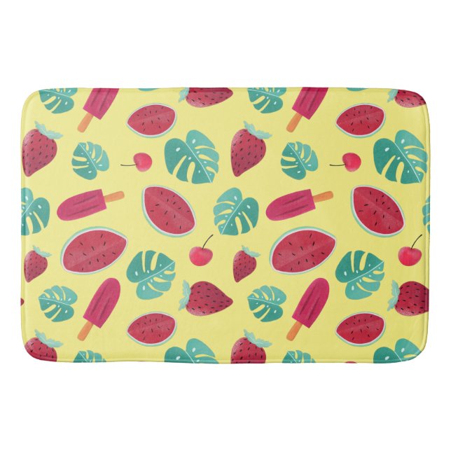 Popsicle, Cherry, Strawberry & Watermelon Leaves Bath Mat (Front)