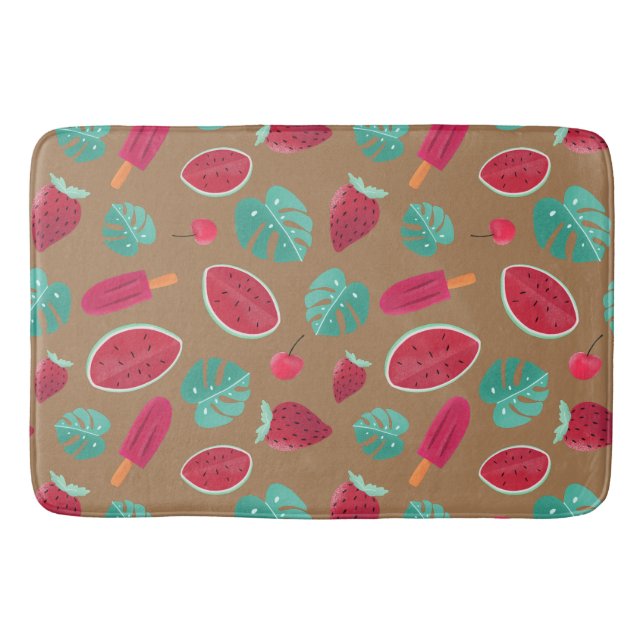 Popsicle, Cherry, Strawberry & Watermelon Leaves Bath Mat (Front)