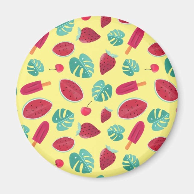 Popsicle, Cherry, Strawberry & Watermelon Leaves Magnet (Front)