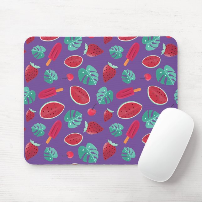 Popsicle, Cherry, Strawberry & Watermelon Leaves Mouse Pad (With Mouse)